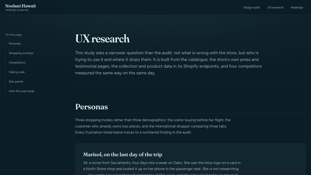 Noelani Hawaii UX research concept